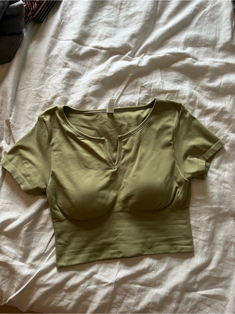 Olive Green Women's Short Sleeve Crop Top